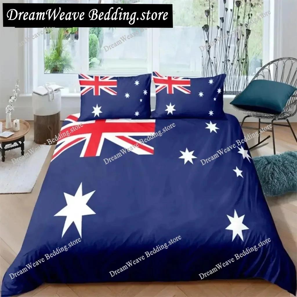 3D Print National Flag Duvet Cover Set King Size American Flag Bedding Set for Teens Adults Microfiber Single Double Quilt Cover