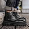 New Winter Lace Up High Top Sports Shoes Men's Windproof Boots Thick Soles for Height Increase