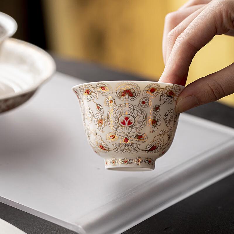 TLAKEHO Tang Dynasty White Porcelain Gaiwan Tea Set