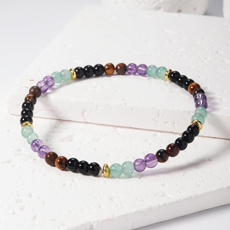 Multi-Gemstone Chakra Bead Bracelet – Gold Accent Dainty Jewelry, Balance Calm Gift for Men & Women