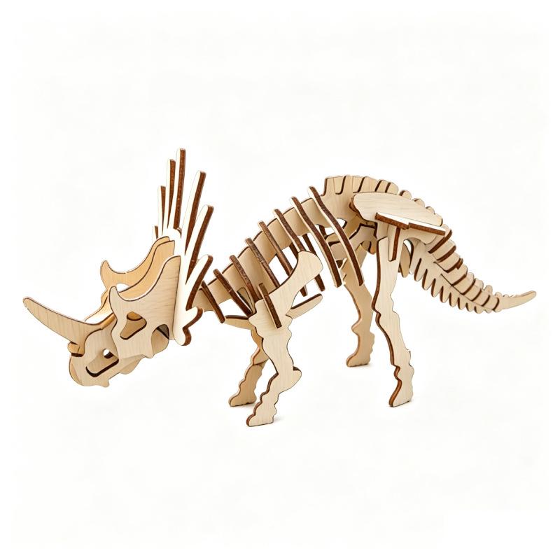 3D Dinosaur Puzzle: Wooden Hand-Assembled Educational Toy for Kids