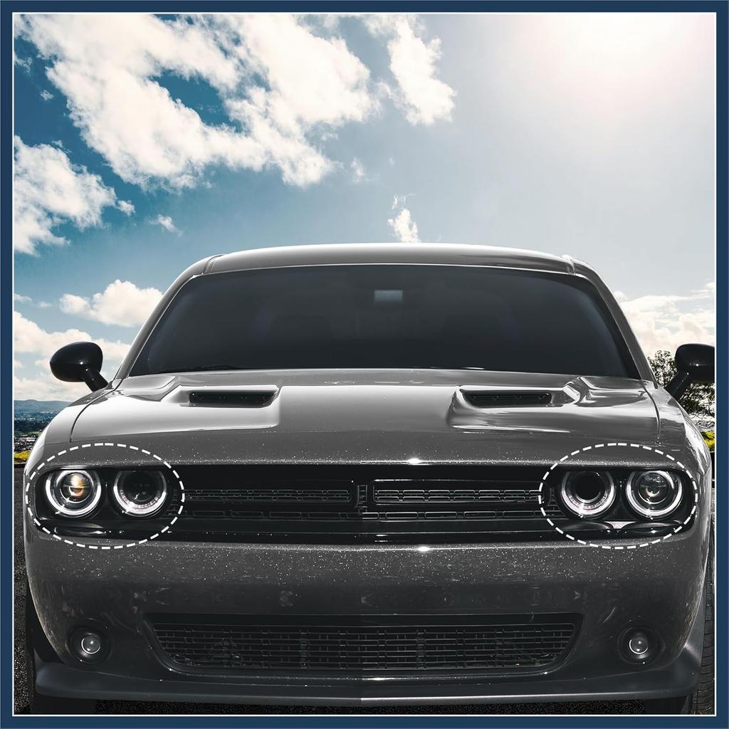 1 Pair Front Headlight Lamp Bezel Trim LH RH Car Headlight Bezel 68259053AB 68259053AA for Dodge Challenger 2015-2023 Stylish Design