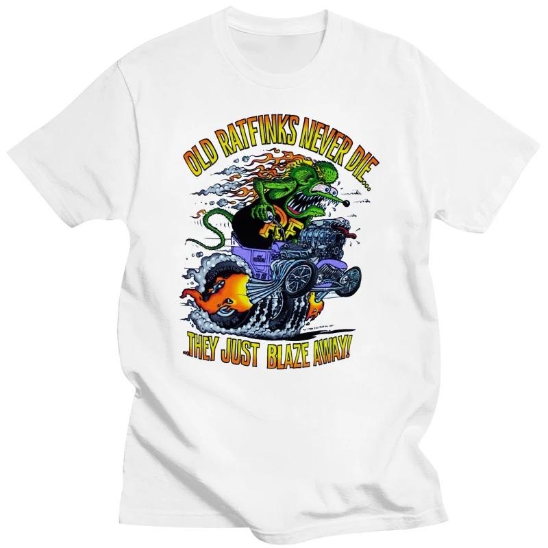 

Summer harajuku custom t shirt heavyweight Informal Old Rat Finks T shirt Big Daddy Clothing Model T Ed Roth Tee Sz M L5XL S