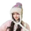 Women'S Plaid Knit Aviator Hat Fair Isle Design Winter Cap With Ear Flaps For Cold Weather Slimming Beanie Female