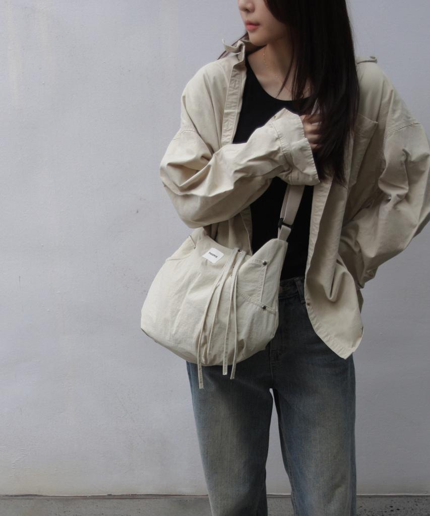 Phoenix Origin String Pocket Shoulder Bag - Beige
