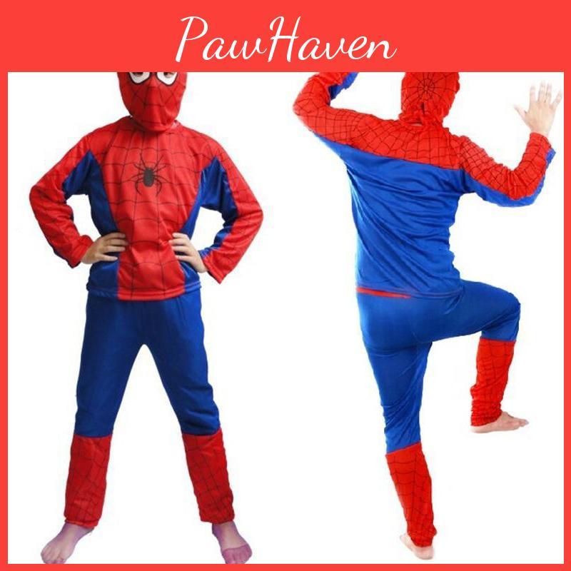 Fantástico Conjunto de Fantasia Infantil Estampado do Homem-Aranha Para Halloween e Festas