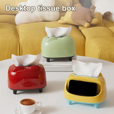Tissue Box Holder with Phone Holder Slot Spring Support Tissue Dispenser Cover Tissue Case