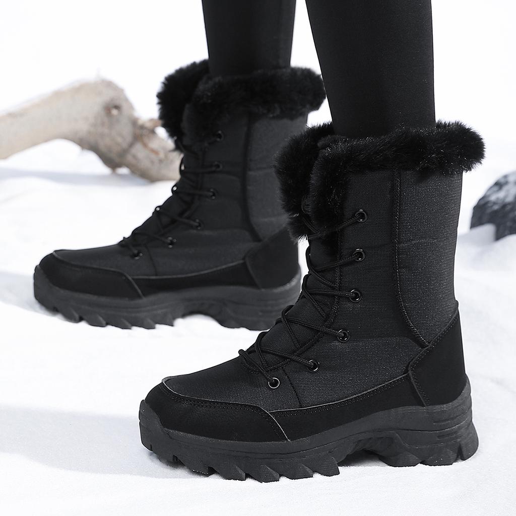 TUINANLE Thickened Snow Boots Antiskid Casual Winter Cotton Shoes Plush Warm Women's Short Boots Outdoor Work Shoes