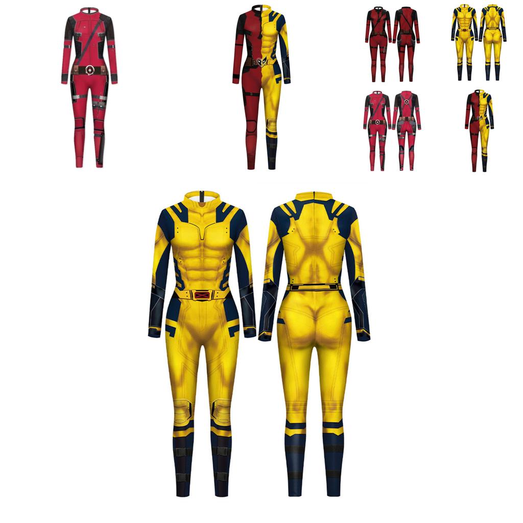 Marvel Deadpool And Wolverine Cosplay Jumpsuit With 3d Digital Print For Halloween Anime Role Play