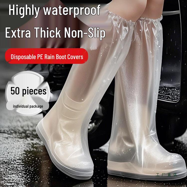 Rainy Day Non-Slip Waterproof Shoe Covers: Disposable, Portable, Wear-Resistant & Thickened High-Top Boots for Adults