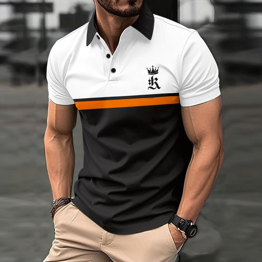 New Summer Men's Printed Button-down Polo Shirts, Sports Polo Shirts and Trendy T-shirts