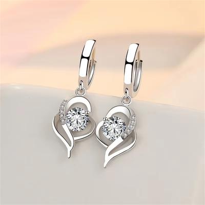Earrings Sweet Romantic Style Sparkling Zircon Heart Earrings Women Engagement Party Jewelry