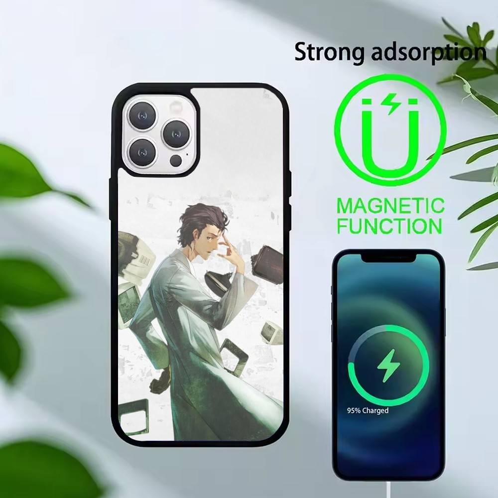 T-Rintaro Okabe STEINS DATE Phone Case For iPhone17,16,15,14,13 Plus,Pro Max Magnetic For Magsafe Wireless Charging