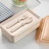 Portable Wheat Straw Lunch Boxs Containers with Compartments Knife Fork Picnic Food Container Microwave Bento Box
