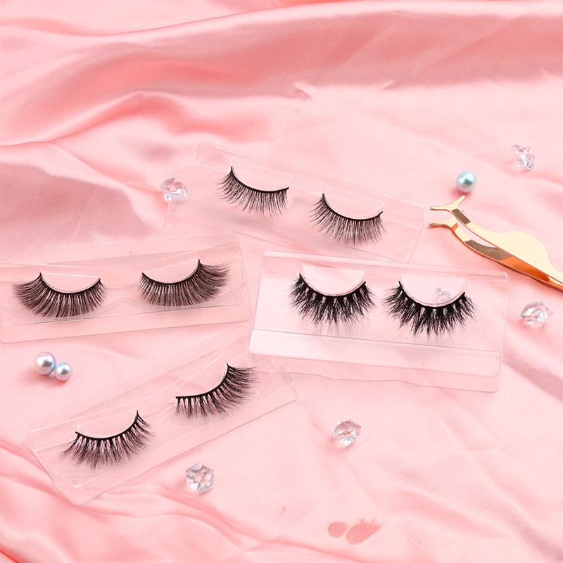 Handmade Natural Full Strip 3D Synthetic Eyelashes with Custom Packaging Glitter Fiber Material Natural Style with Custom Logo Lash tray