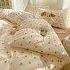 2025 Duvet Set Double Yarn Four-piece Set Class A Aerobic Knitted Cotton Printed Love Bed Cover Skin Friendly Breathable Bedding