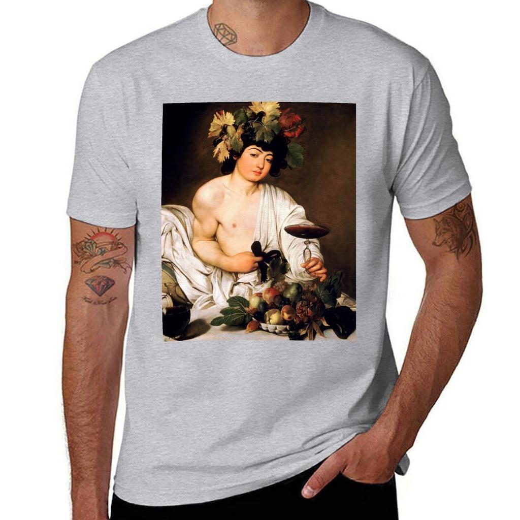 Enhanced High Res Caravaggio Bacchus 1596 T-Shirt hippie clothes quick-drying mens funny t shirts