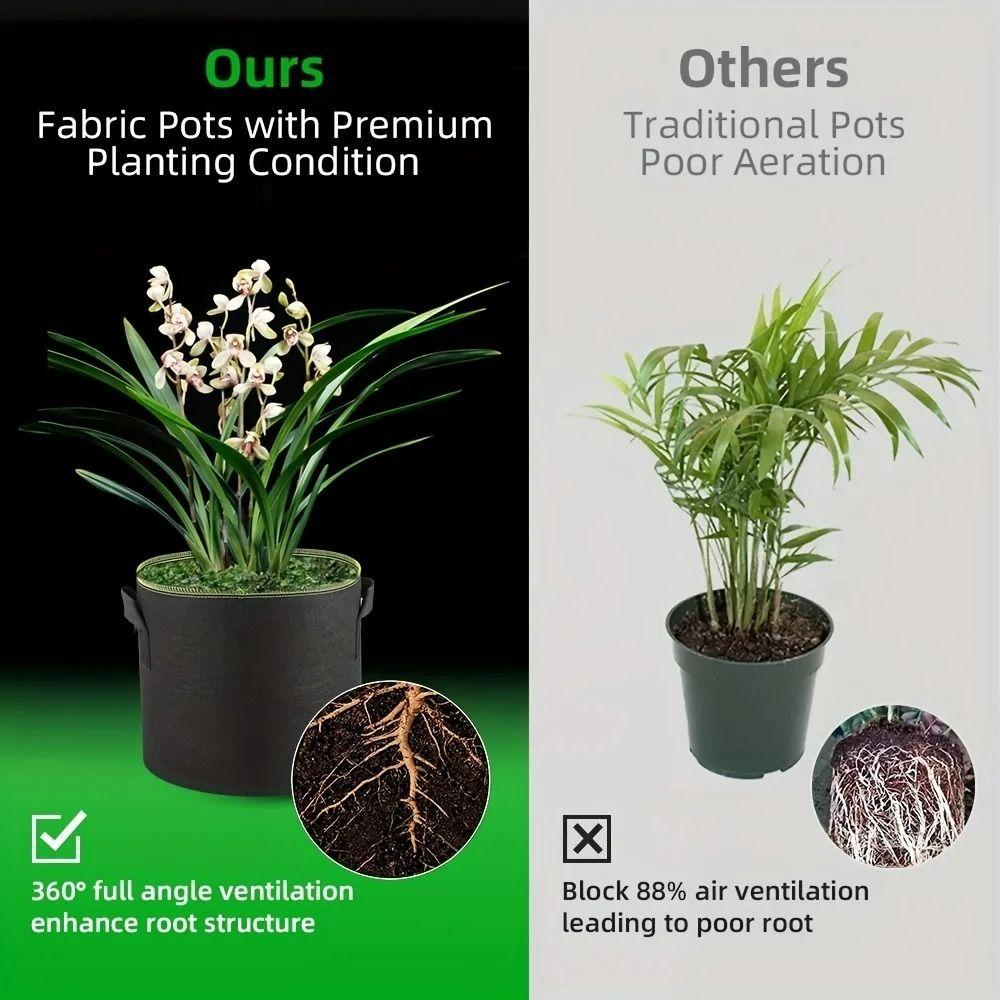 1/3/5/7/10 Gallon with Handles Grow Bag Felt Planting Nursery Pot Planting Container  Outdoor