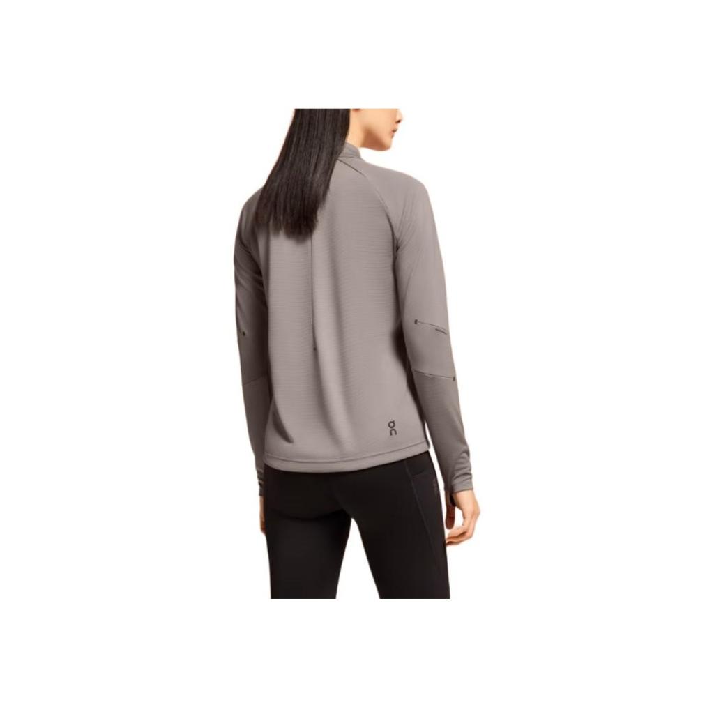 On Climate Solid Moisture Wicking Casual Lg Sleeve T-Shirt Women Tops Coal-Gray 1WE10781933