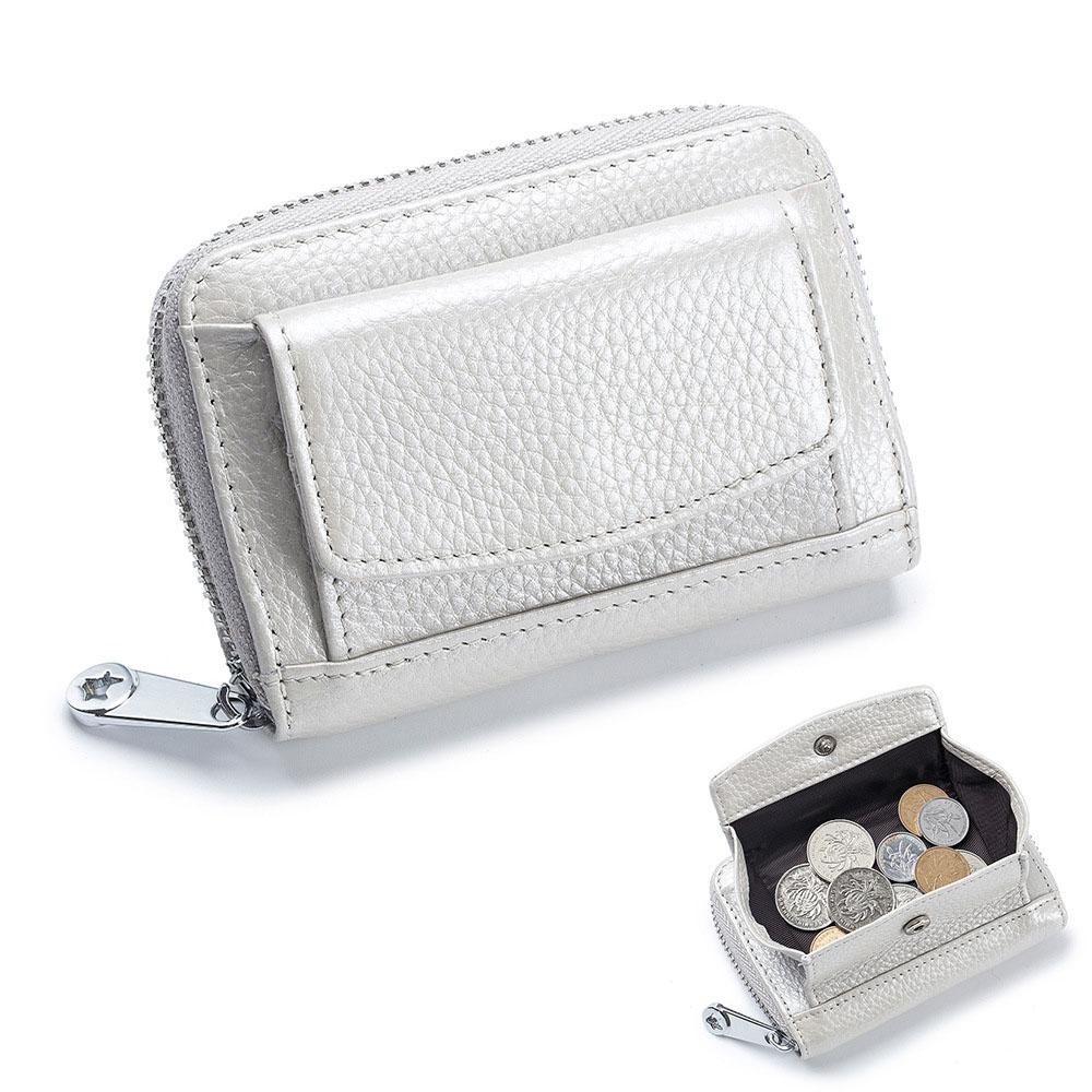 

Женский органный пакет для карт RFID Мини-пакет для нескольких карточек Кошелек для монет на молнии Пакет для визитных карточек Кошелек слоновая кость