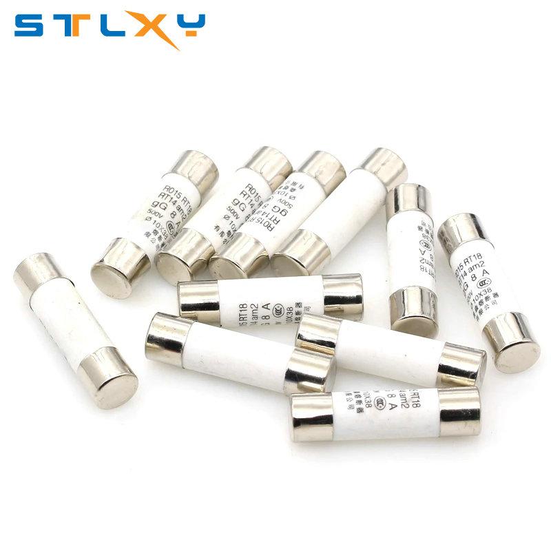 20Pcs 10*38 Fast Blow Ceramic Fuse 10x38mm 380V 500V 0.5A-40A RO15 RT18 RT14 Fuse for Circuit Protection