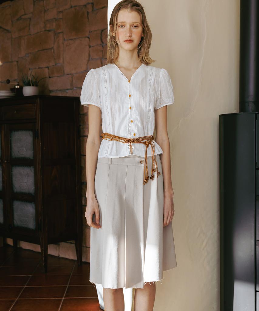 Annies Carmen Pleats Wrap Skirt (Beige)