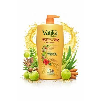 Vatika Ayurvedic Shampoo - 1L | Damage Therapy | With Power of 10 Ingredients for Solving 10 Hair Problems| No Parabens | For All Hair Types