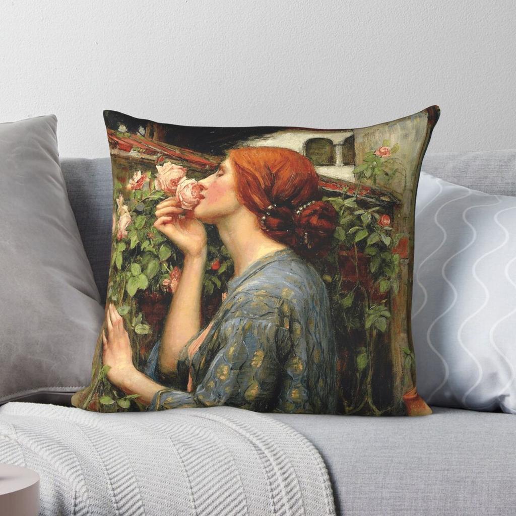 Waterhouse Soul Of A Rose Square Pillowcase Polyester Linen Velvet Printed Decorative Pillow Case Seater Cushion Cover Wholesale