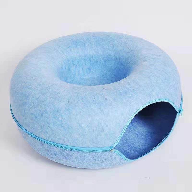 Donut Tunnel Style Felt Cat Bed - Breathable, Removable, Washable, All-Season Use
