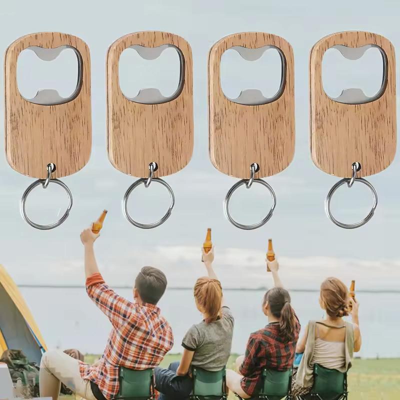 Bottle Opener Pendants Red Wine Wood Bar Key Chains Rings Portable Holder Creative Alloy Beer Gift Accessories