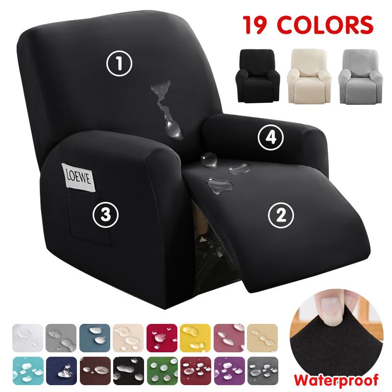 Waterproof Recliner Sofa Slipcover Stretch Sofa Covers Reclining Chair Cover Soft Washable Furniture Protector with Pockets 1pc