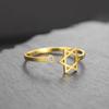 Dreamtimes Davidstern Ringe für Damen Edelstahl Verstellbar Offene Ringe mit Klarem Zirkonia Hexagramm Je Ring Schmuck