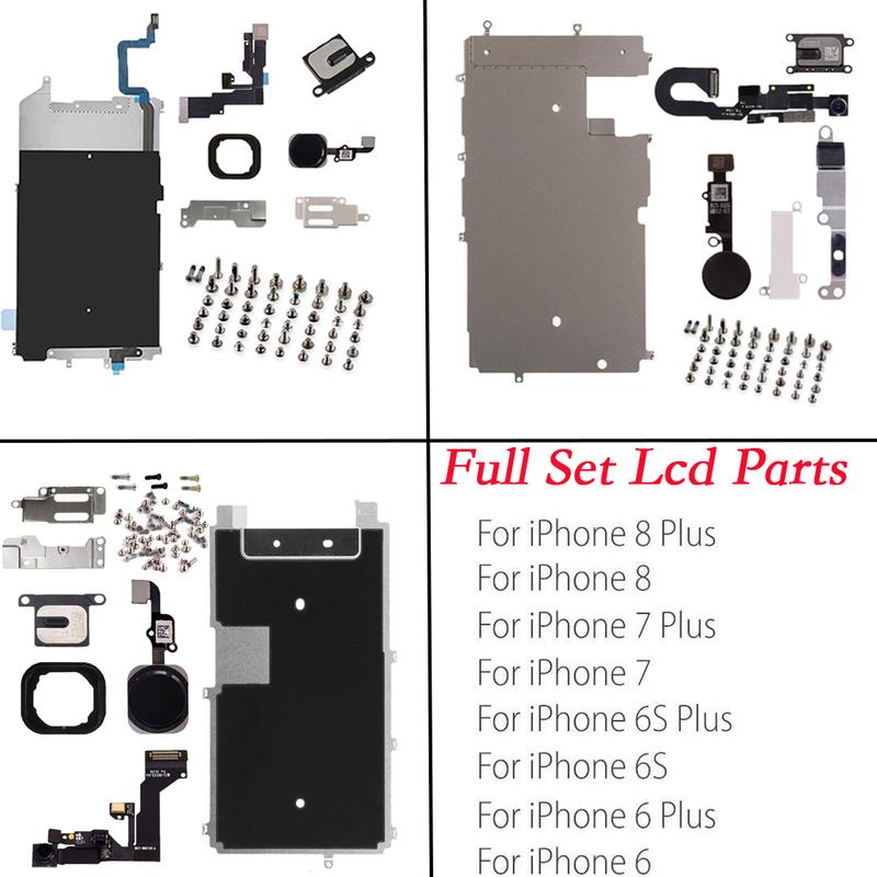 Full Set LCD Parts For iPhone 6 6P 6S 7 7P 8 Plus Front Camera Home Button Key Flex Cable Screen Metal Bracket With Full Screws