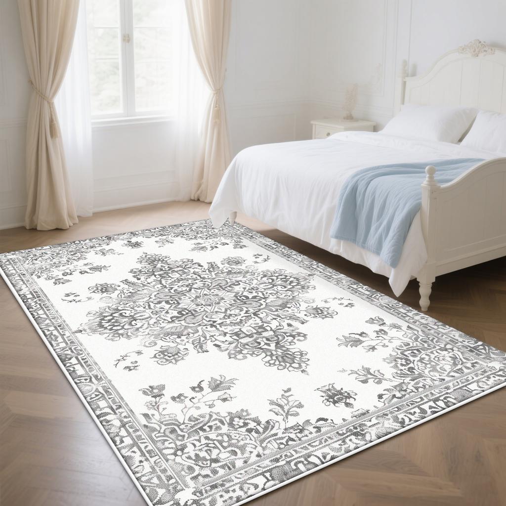 White Color Persian Room Decoration Aesthetic Bedroom Carpet Bohemian Rug Non-slip Parlor Washable Coffee Tables Mat Easy Clean