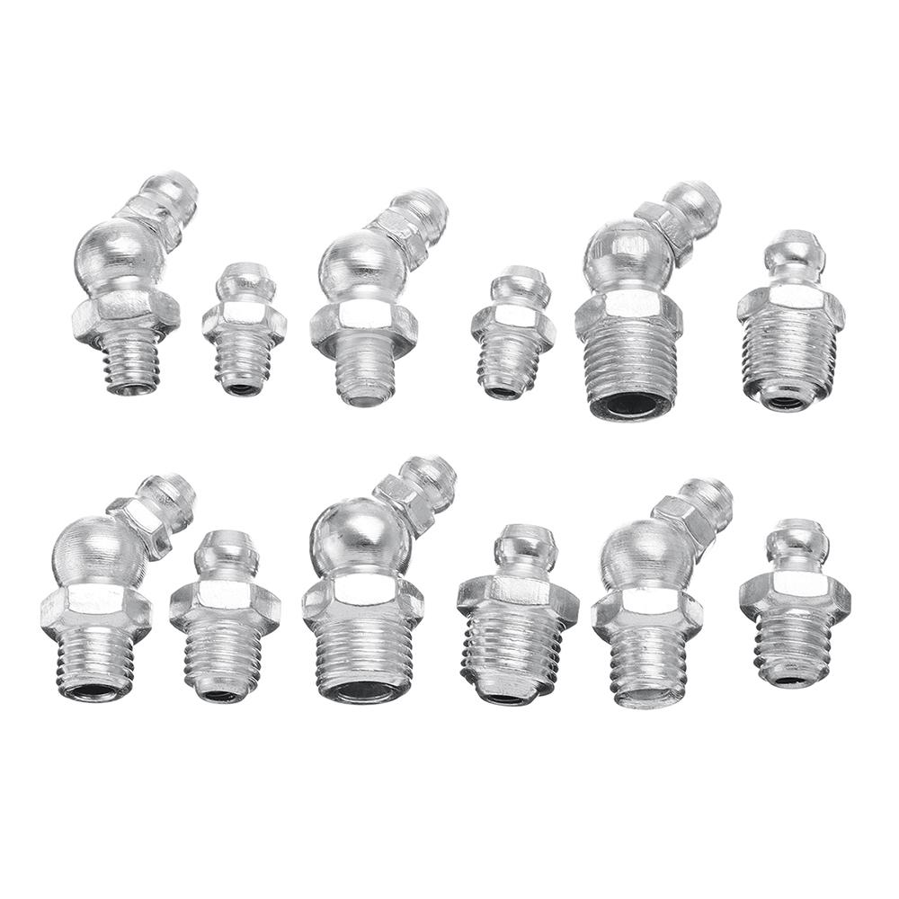 130Pcs Hydraulic Grease Nipples Galvanized Metal Grease Nipple Fitting Assortment Kits Fitting Metric Imperial BSP UNF