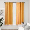 Blackout Curtains with Hooks Linen Look 2 Pcs Yellow 140 X 175 Cm