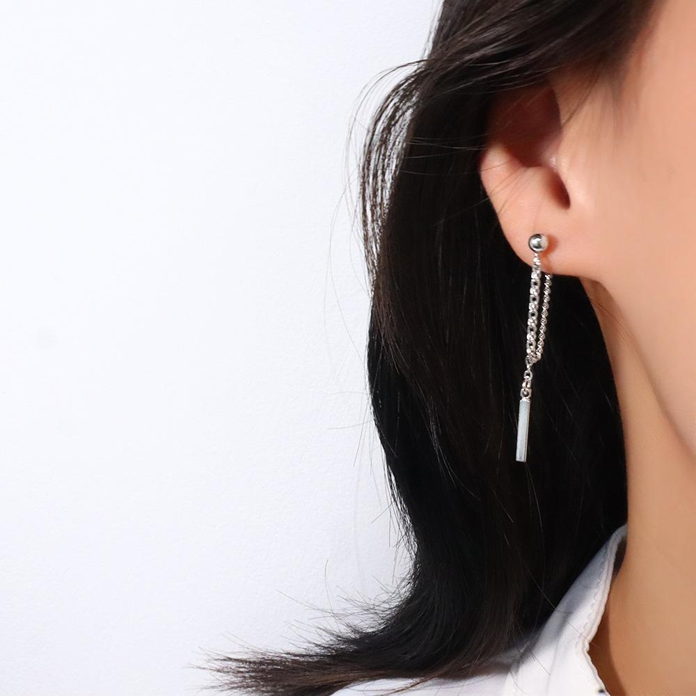 Charm Long Chain Tassel Dangle Earrings for Women Temperament Silver Color Stainless Steel Ear Line Jewelry Korea Fashion