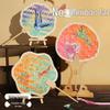 Gradient Bamboo Woven DIY Round Fan Kit - Intangible Cultural Heritage Craft for Children's Parent-Child Activity & Mother's Day Gift