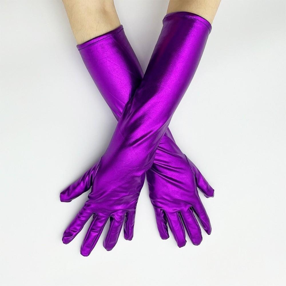 Shiny Patent Leather Gloves Elastic Women Mittens Slim Long Gloves  Nightclub