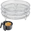 Three Stackable Air Fryer Stainless Steel Basket Tray Rack Ovens Racks Air Fryer Accessories Kitchen Gadgets Baking Tools