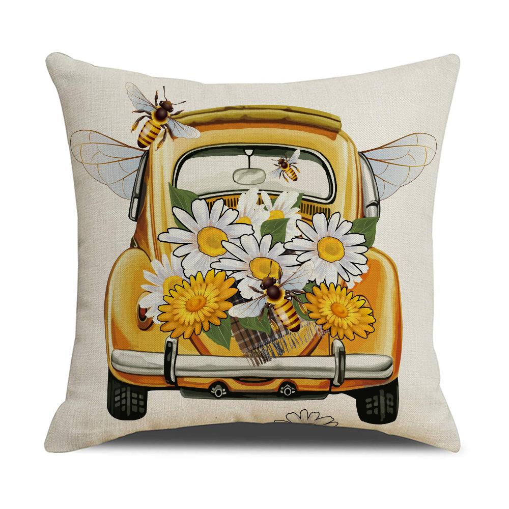 New Spring and Summer Sunflower Bee Pillowcase Modern Simple Living Room Sofa Cushion Cover Bedroom Pillow