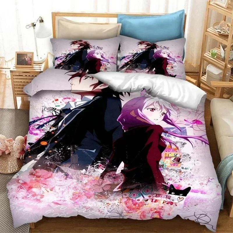 Mode 3D-tryck Anime Guilty Crown Sängkläder Set Påslakan Örngott Tecknad Täcke Sängklädesset Hemtextilier