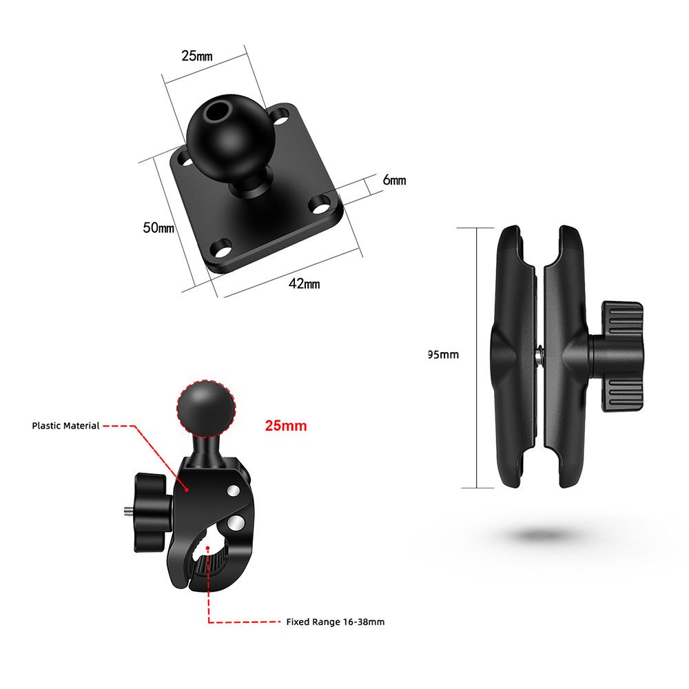 Tough-Claw Mount with Double Socket Arm and Round AMPS Base Adapter for 1 Inch Motorcycle Mount Gadgets Extension Arm