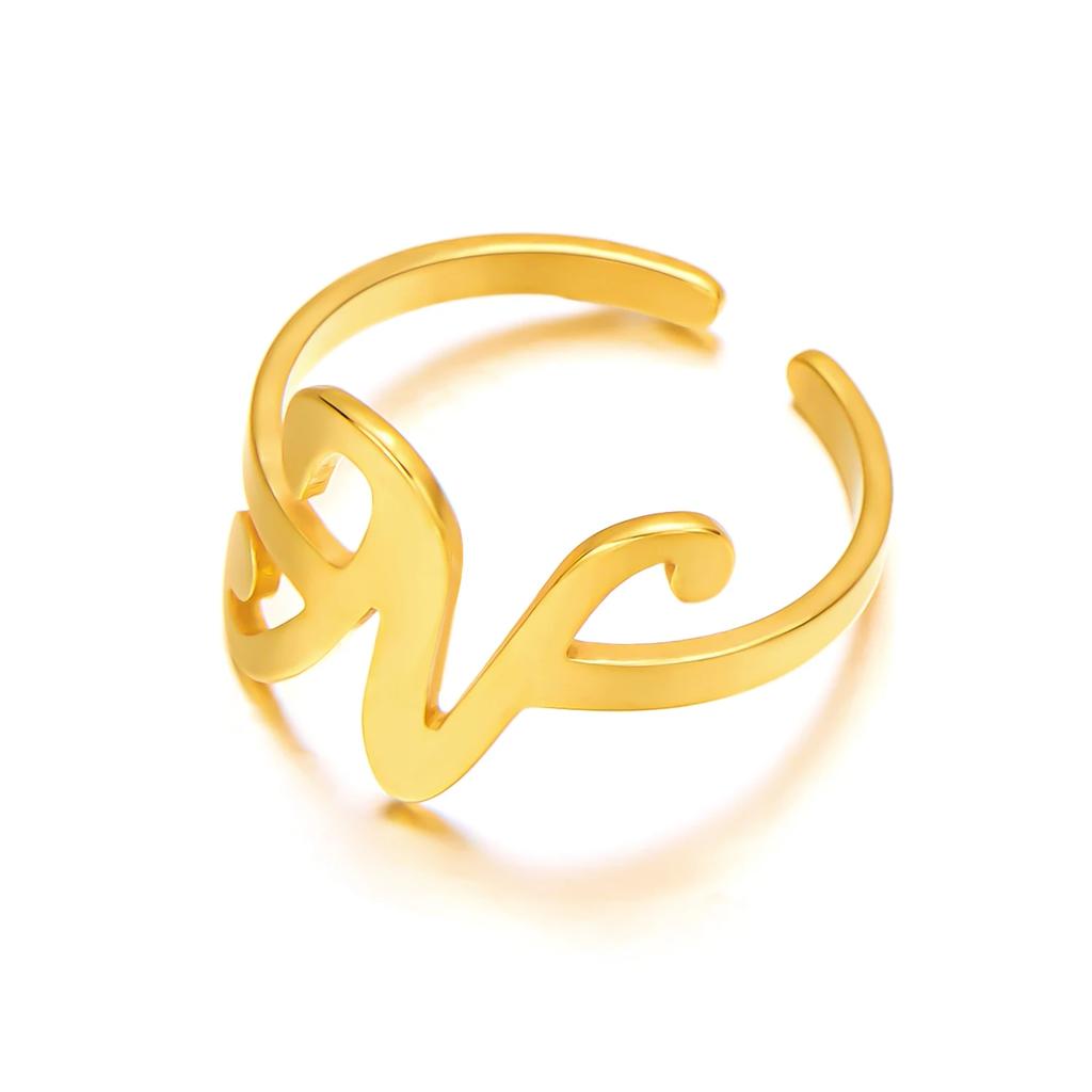 Initial Letter Rings for Women Gold Color Stainless Steel A-Z Letter Adjustable Ring Aesthetic Wedding Christmas Jewelry Gift
