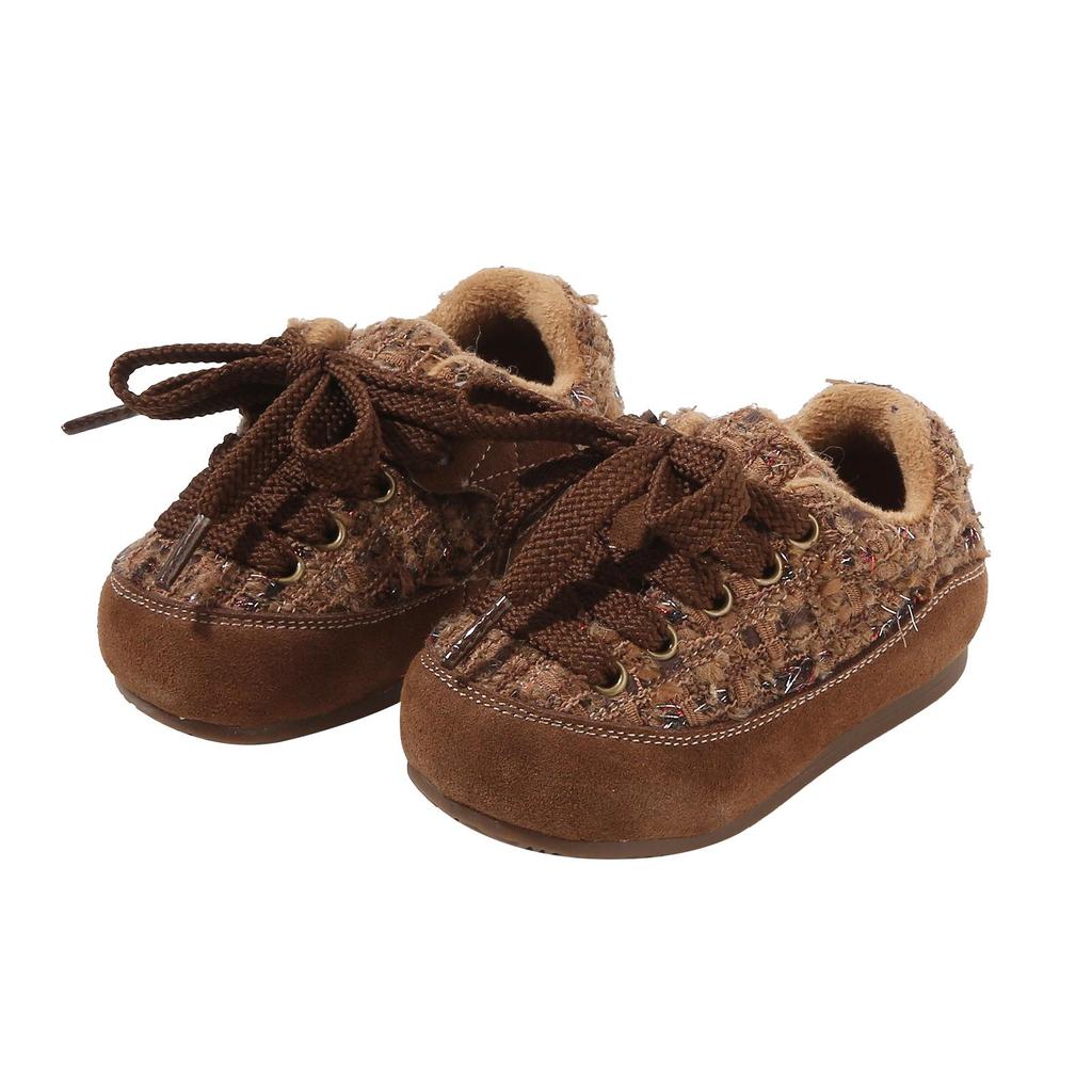 Girls' Winter Knit Toddler Shoes - Cozy Velvet Lined Casual Shoes