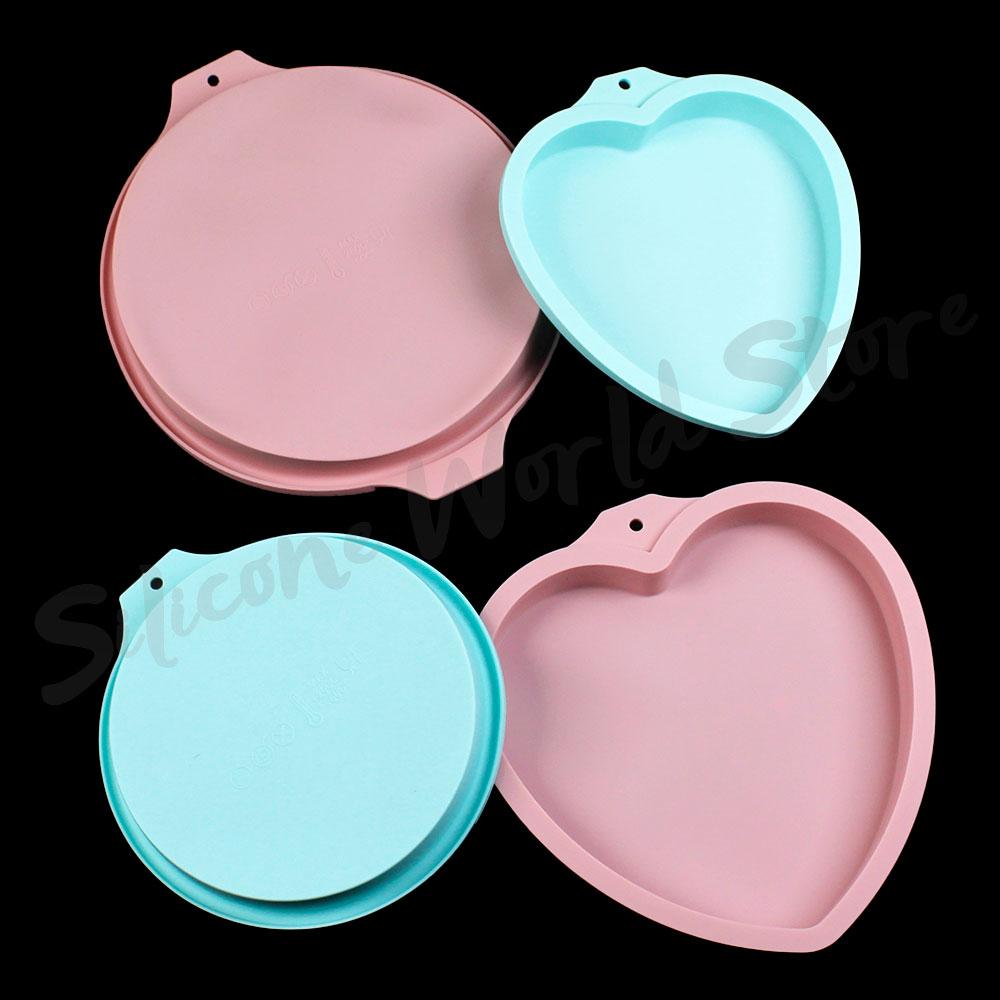 Silicone World 6/8 Zoll Silikon-Kuchenformen DIY Mousse Regenbogen Schichtkuchenform Runde Herzförmige Backform Backwerkzeuge