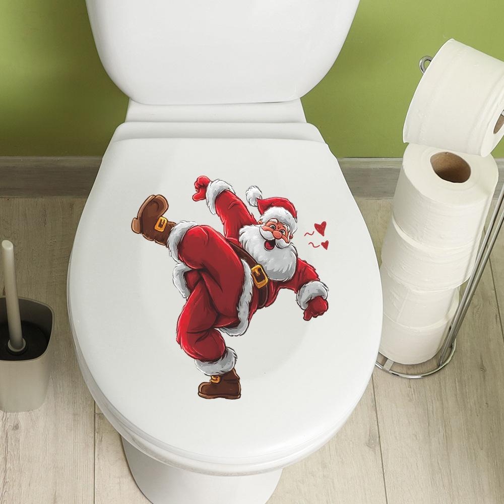 Creative and Funny Santa Claus Bathroom Toilet Home Beautification Wall Stickers