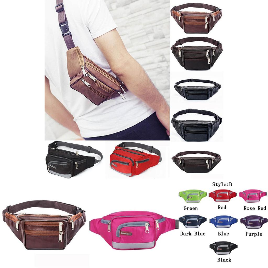 Borsello da vita impermeabile alla moda con tasche con cerniera multi-organizzate