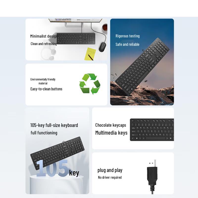 JINGRUIXIANG Wired Full-Size Office Keyboard