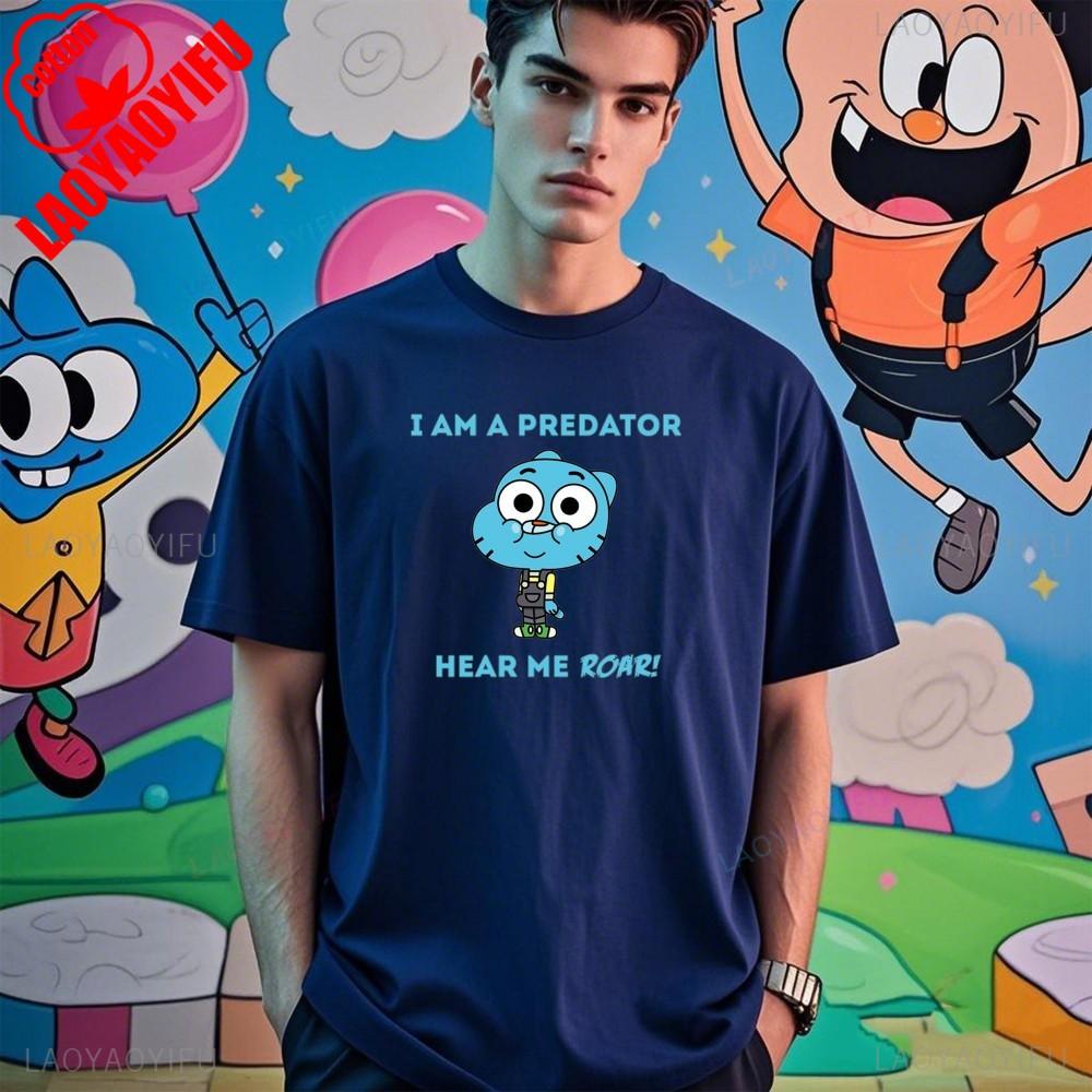 

The Amazing World of Gumball Gumball and Darwin Printed T-shirt Tops for Fitness Training Jogging Outdoor Activities 4XL